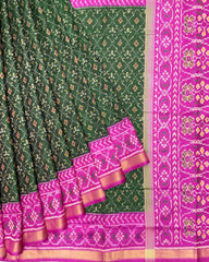 Pink & Green Buttonful Patola Saree - SindhoiPatolaArt