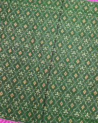 Pink & Green Buttonful Patola Saree - SindhoiPatolaArt