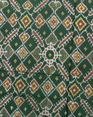 Pink & Green Manekchowk Semi Double Ikat Patola Saree - SindhoiPatolaArt