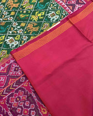 Pink & Green Narikunj Designer Patola Saree - SindhoiPatolaArt