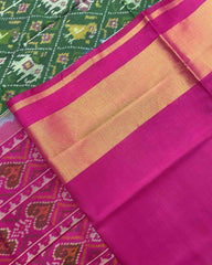 Pink & Green Narikunj Designer Patola Saree - SindhoiPatolaArt