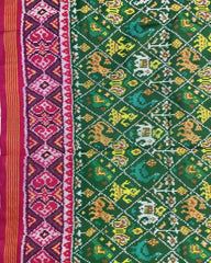 Pink & Green Narikunj Designer Patola Saree - SindhoiPatolaArt