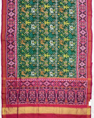 Pink & Green Narikunj Designer Patola Saree - SindhoiPatolaArt
