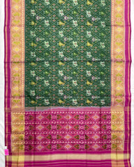 Pink & Green Narikunj Designer Patola Saree - SindhoiPatolaArt