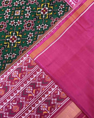 Pink & Green Navratan Patola Saree - SindhoiPatolaArt