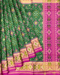 Pink & Green Navratan Patola Saree - SindhoiPatolaArt