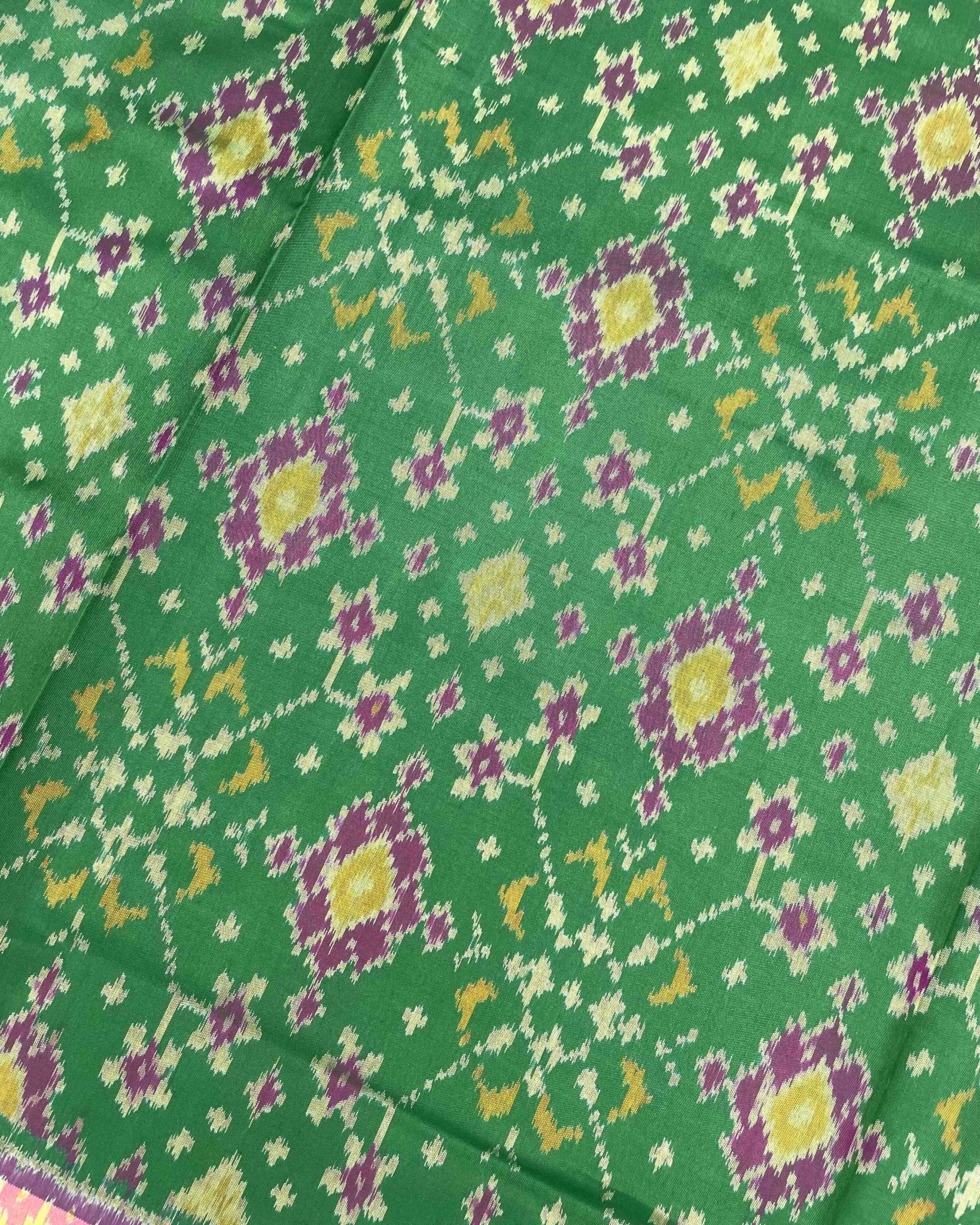 Pink & Green Navratan Patola Saree - SindhoiPatolaArt