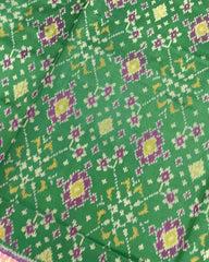 Pink & Green Navratan Patola Saree - SindhoiPatolaArt