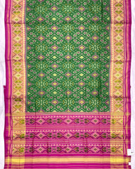 Pink & Green Navratan Patola Saree - SindhoiPatolaArt