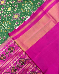 Pink & Green Navratan Patola Saree - SindhoiPatolaArt