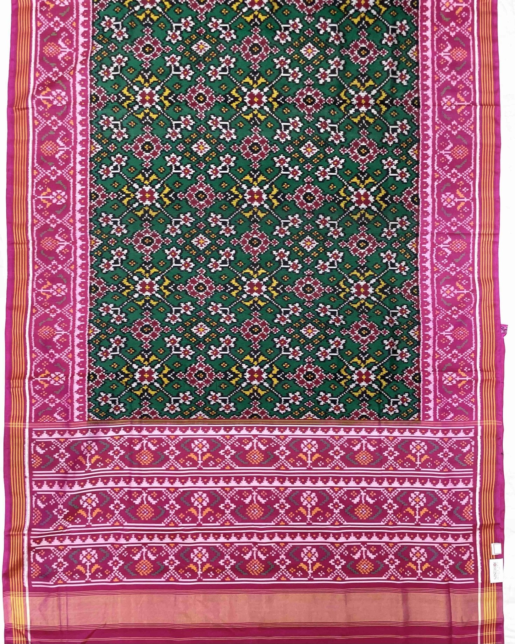 Pink & Green Navratan Patola Saree - SindhoiPatolaArt