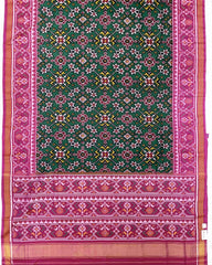 Pink & Green Navratan Patola Saree - SindhoiPatolaArt