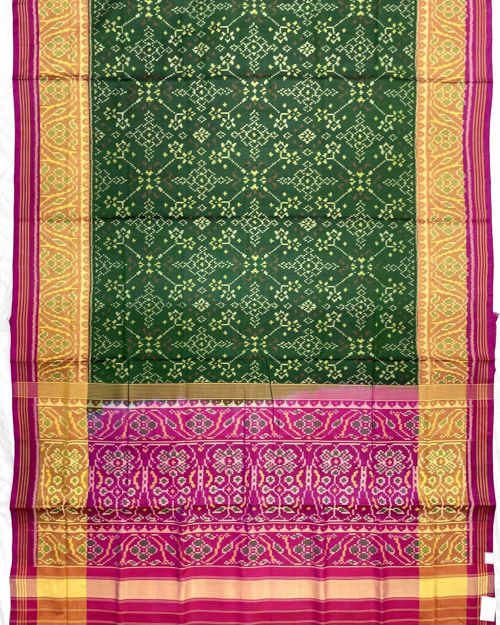 Pink & Green Navratan Patola Saree - SindhoiPatolaArt