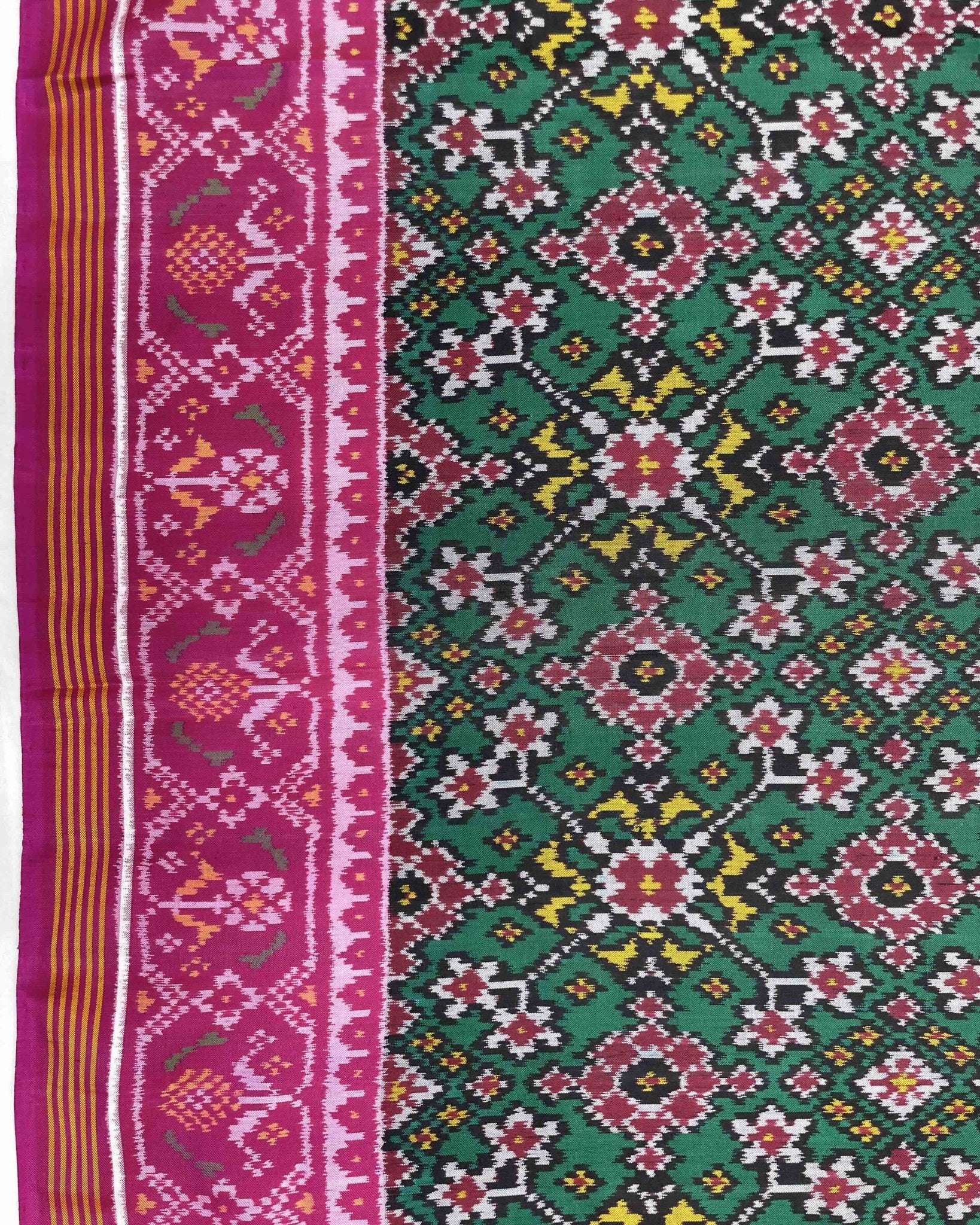 Pink & Green Navratan Patola Saree - SindhoiPatolaArt