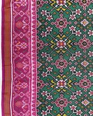 Pink & Green Navratan Patola Saree - SindhoiPatolaArt