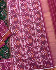 Pink & Green Navratan Patola Saree - SindhoiPatolaArt