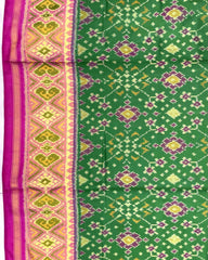 Pink & Green Navratan Patola Saree - SindhoiPatolaArt