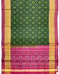 Pink & Green Panchanda Patola Saree - SindhoiPatolaArt