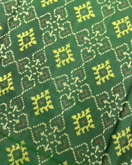 Pink & Green Panchanda Patola Saree - SindhoiPatolaArt