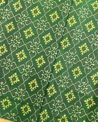 Pink & Green Panchanda Patola Saree - SindhoiPatolaArt