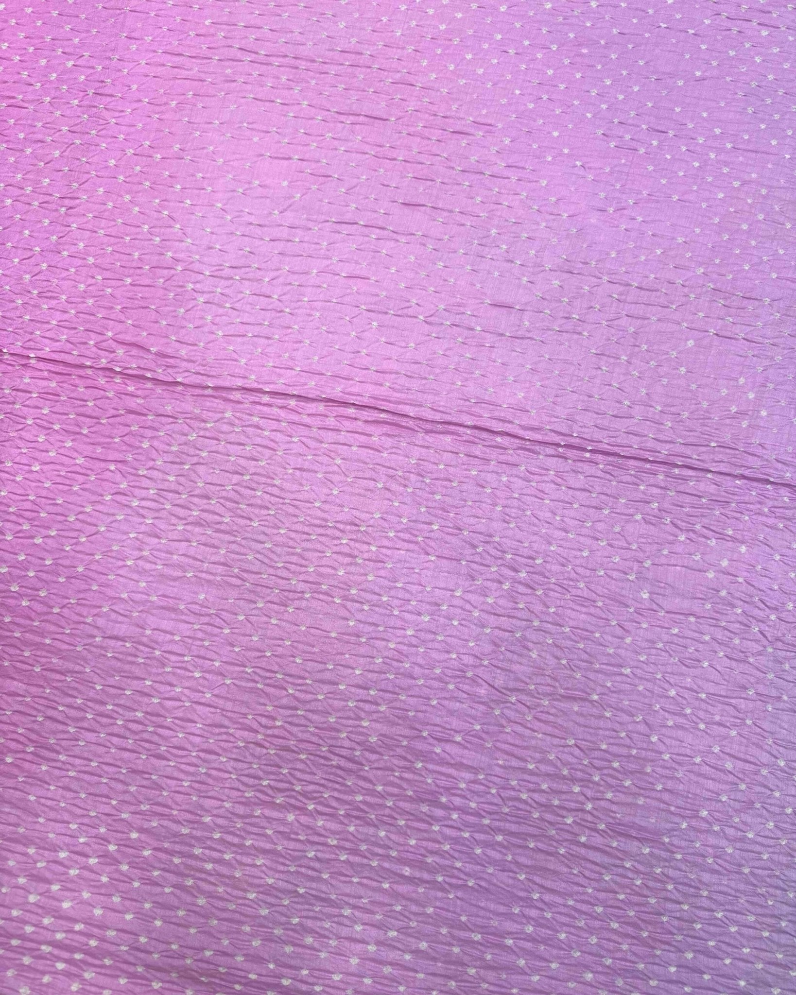 Pink & Grey Shaded Munga Silk Bandhani Saree - SindhoiPatolaArt