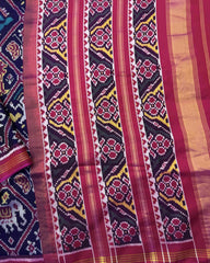 Pink & Indigo Blue Narikunj Twill Patola Saree - SindhoiPatolaArt