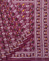 Pink Leheriya Narikunj Flower Double Ikat Patola Saree - SindhoiPatolaArt