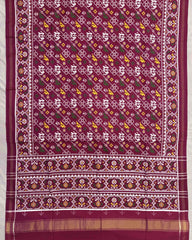 Pink Leheriya Narikunj Flower Double Ikat Patola Saree - SindhoiPatolaArt