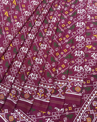Pink Leheriya Narikunj Flower Double Ikat Patola Saree - SindhoiPatolaArt