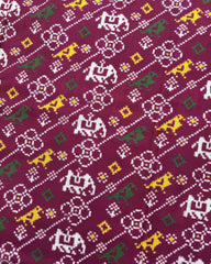 Pink Leheriya Narikunj Flower Double Ikat Patola Saree - SindhoiPatolaArt