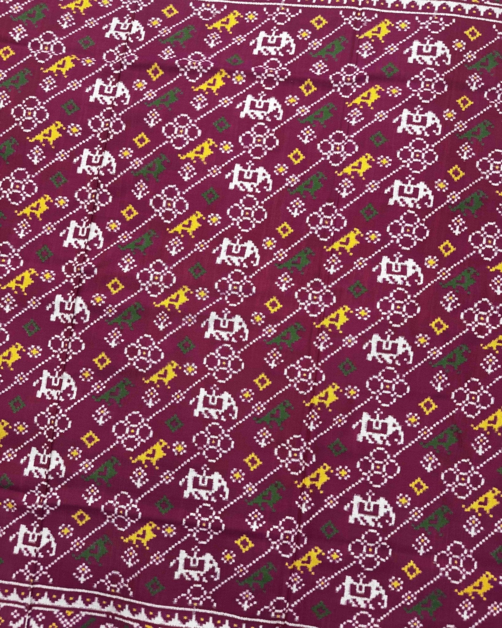 Pink Leheriya Narikunj Flower Double Ikat Patola Saree - SindhoiPatolaArt