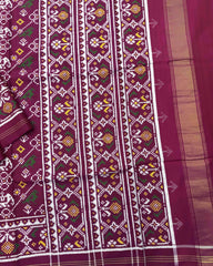 Pink Leheriya Narikunj Flower Double Ikat Patola Saree - SindhoiPatolaArt