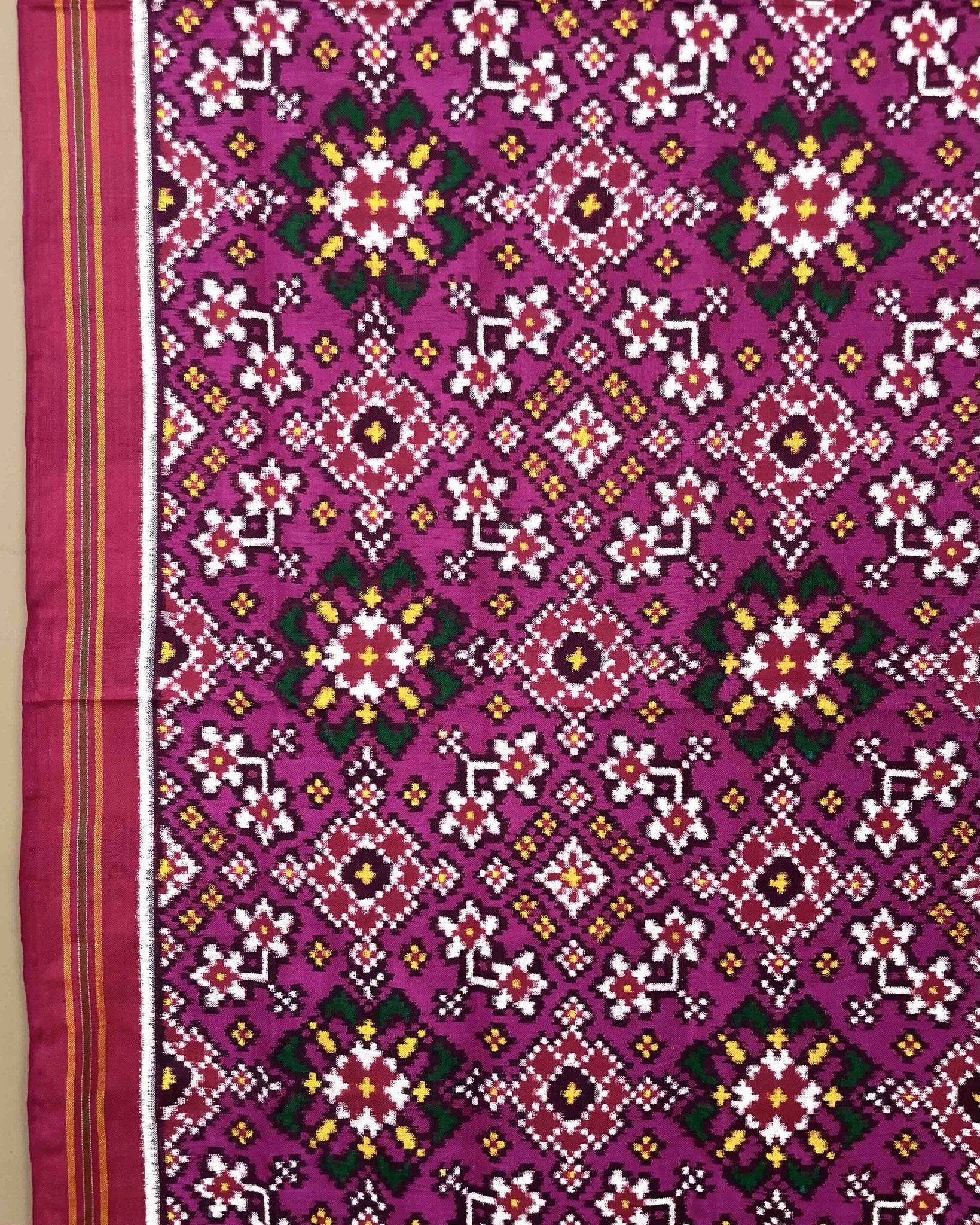 Pink Light Dark Shade Navratan Patola Dupatta - SindhoiPatolaArt