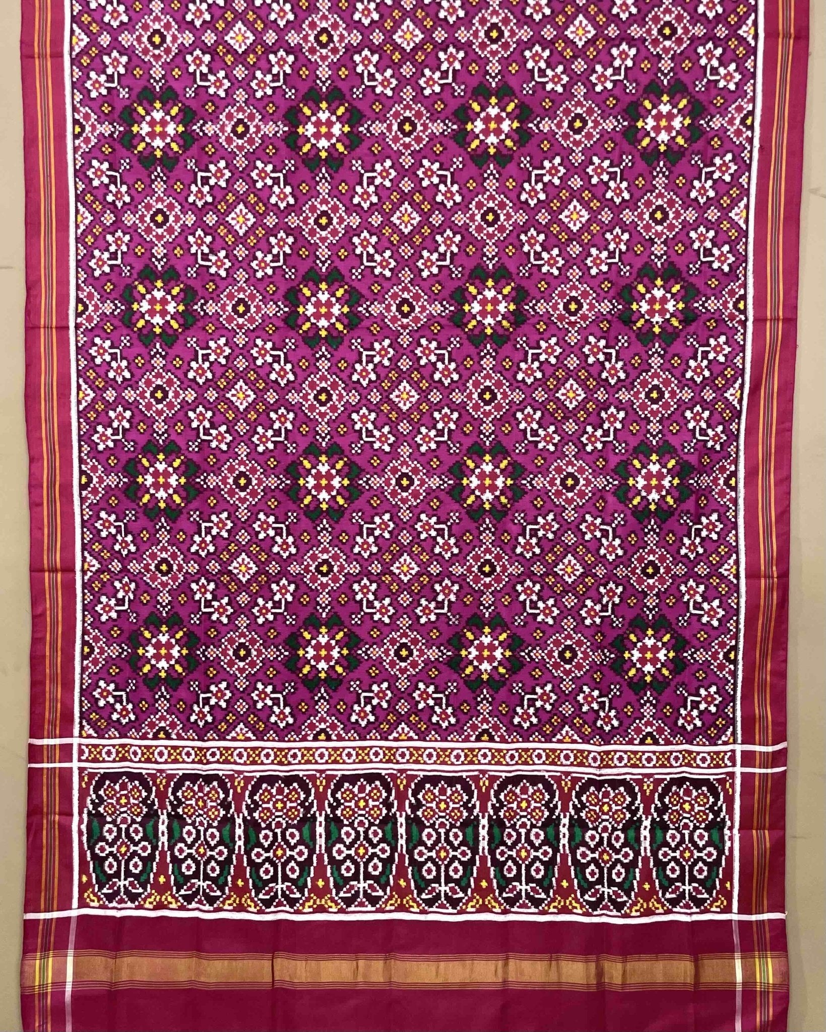 Pink Light Dark Shade Navratan Patola Dupatta - SindhoiPatolaArt