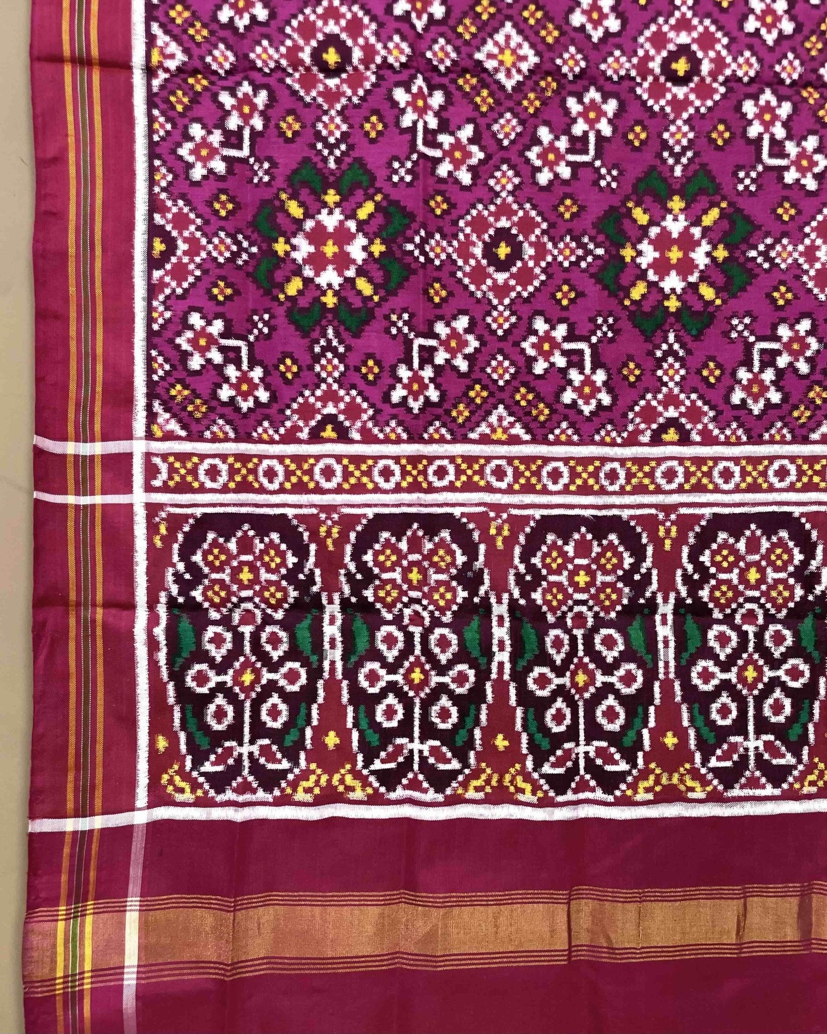 Pink Light Dark Shade Navratan Patola Dupatta - SindhoiPatolaArt