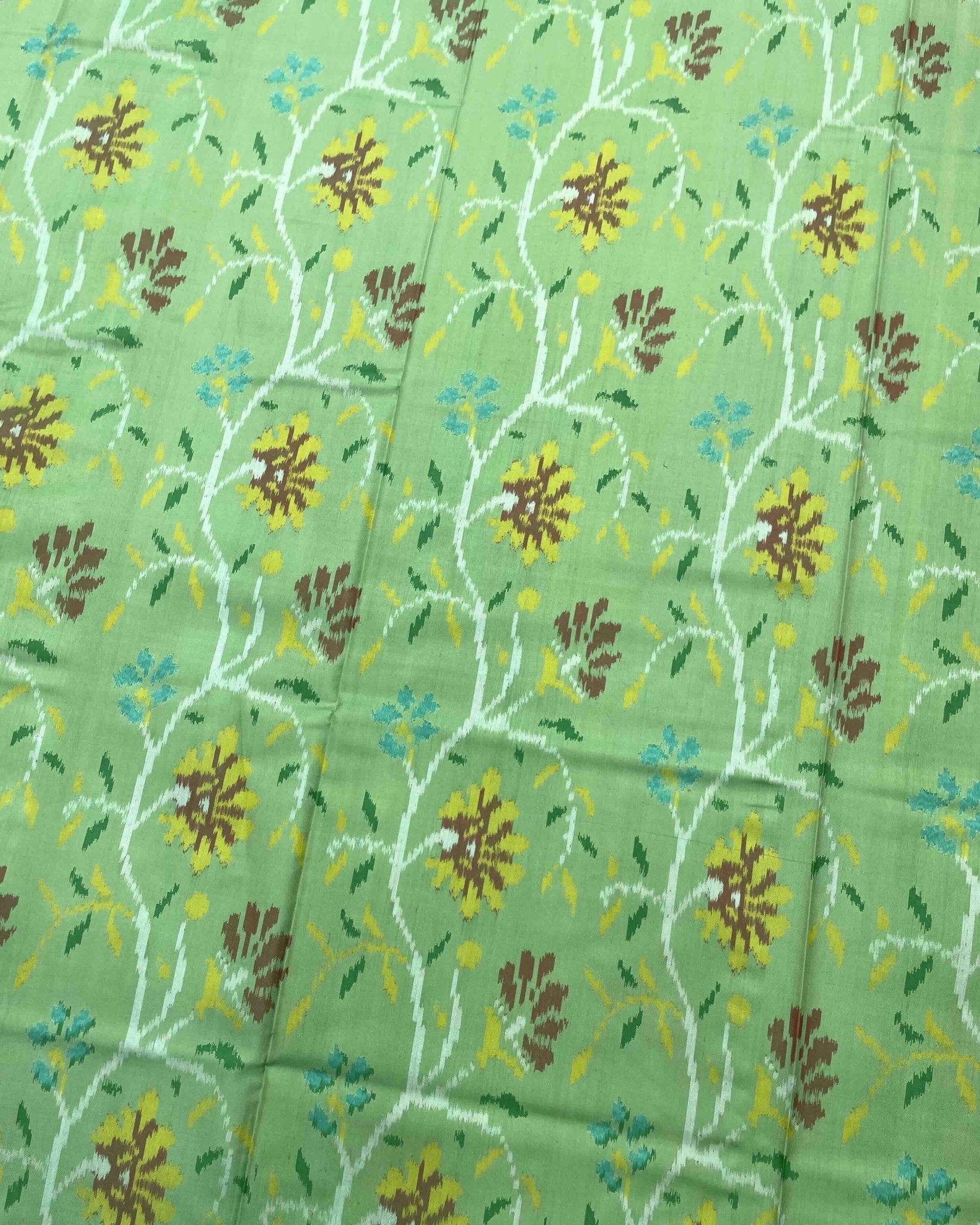 Pink & Light Green Fancy Flower Patola Saree - SindhoiPatolaArt
