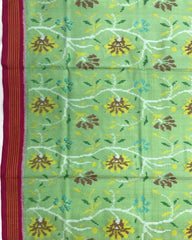 Pink & Light Green Fancy Flower Patola Saree - SindhoiPatolaArt