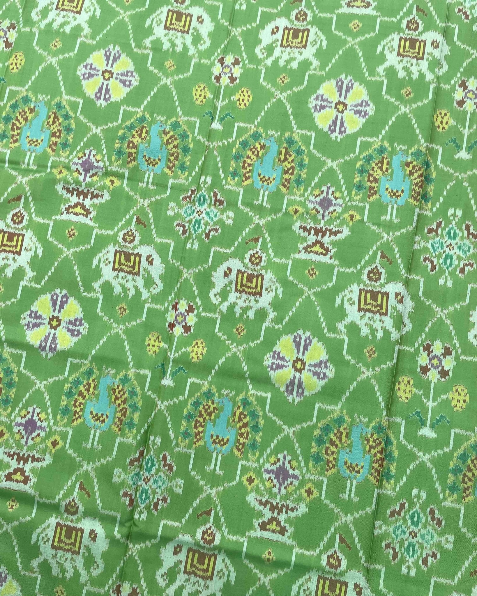Pink & Light Green Strar Narikunj Patola Saree - SindhoiPatolaArt
