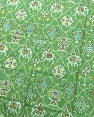 Pink & Light Green Strar Narikunj Patola Saree - SindhoiPatolaArt