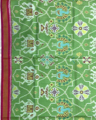 Pink & Light Green Strar Narikunj Patola Saree - SindhoiPatolaArt