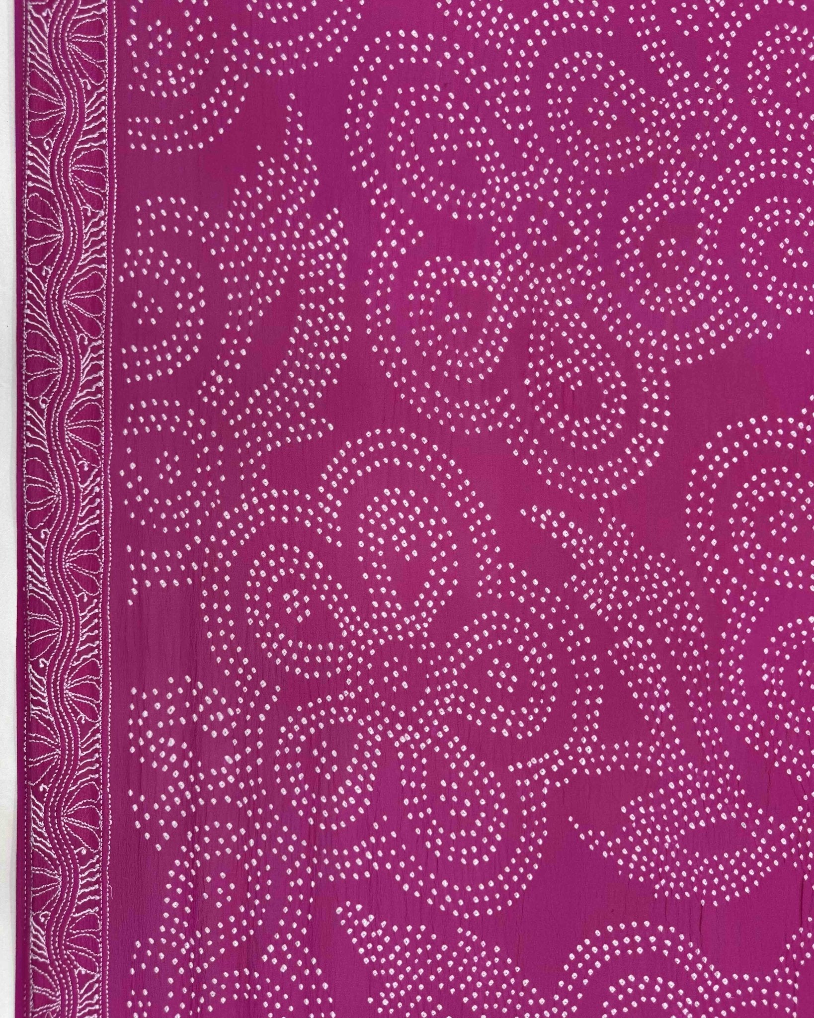 Pink Lukhnowi Work Georgette Bandhani Saree - SindhoiPatolaArt