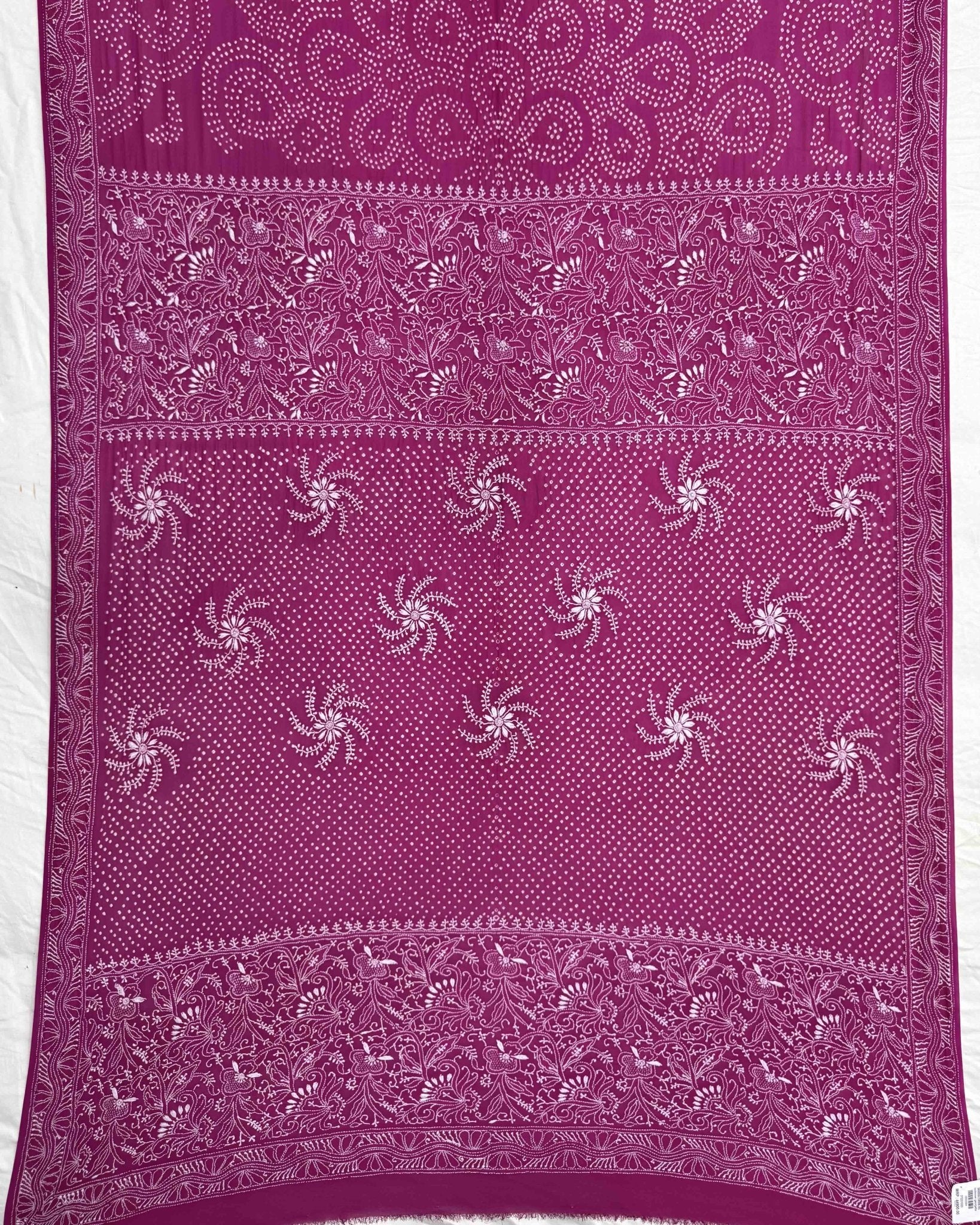 Pink Lukhnowi Work Georgette Bandhani Saree - SindhoiPatolaArt