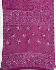 Pink Lukhnowi Work Georgette Bandhani Saree - SindhoiPatolaArt