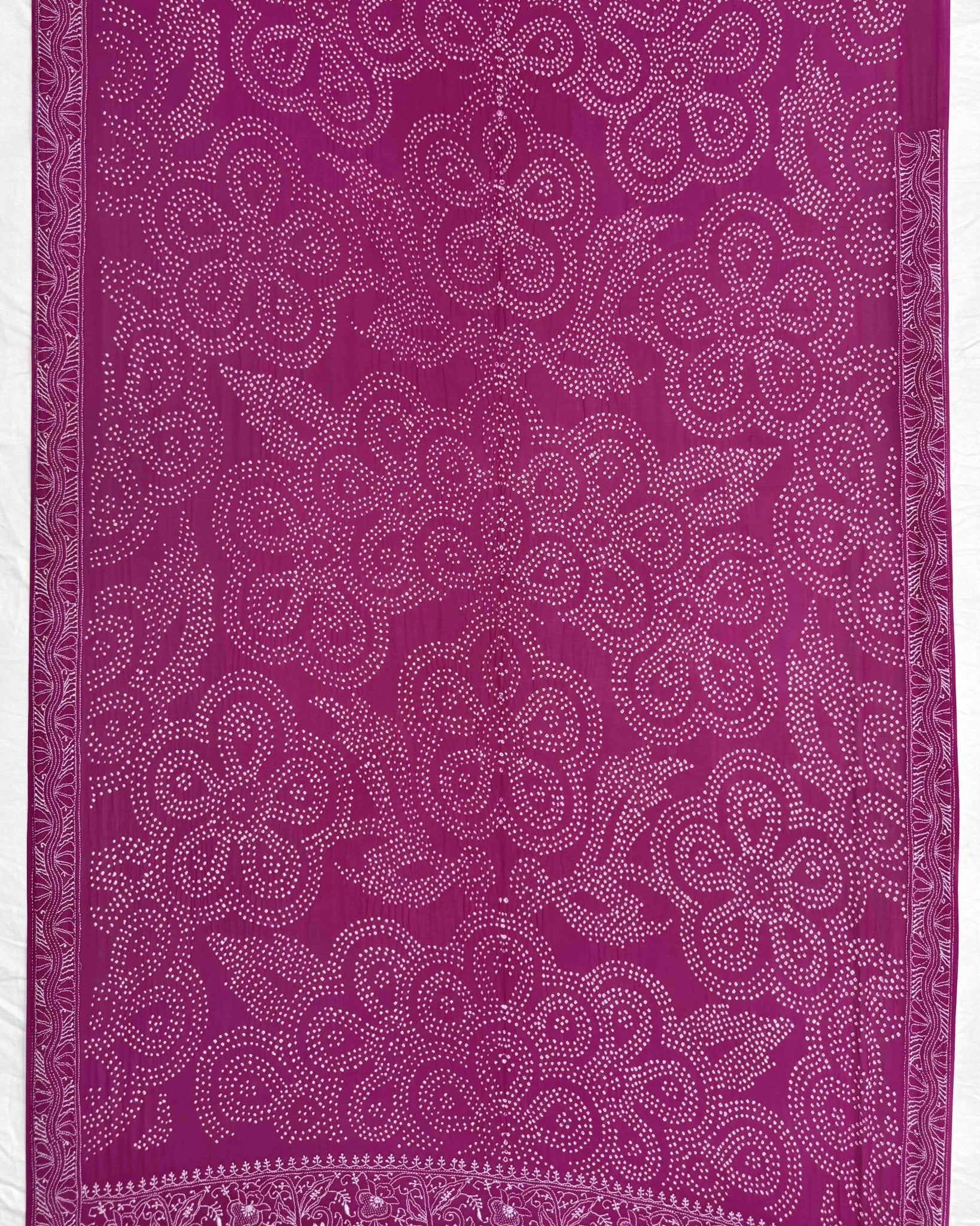 Pink Lukhnowi Work Georgette Bandhani Saree - SindhoiPatolaArt