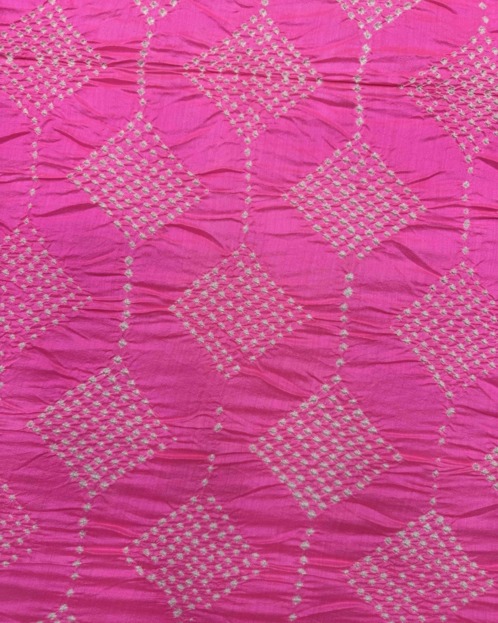 Pink Maheshwari Bandhani Saree - SindhoiPatolaArt