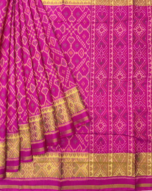 Pink Manekchowk Designer Patola Saree - SindhoiPatolaArt