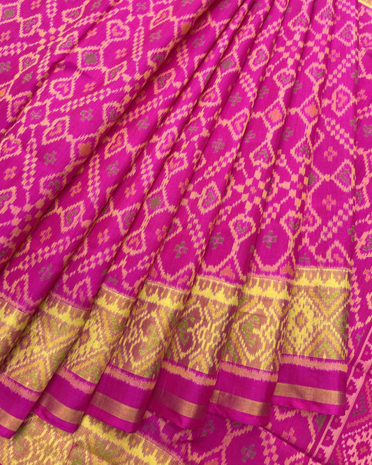 Pink Manekchowk Designer Patola Saree - SindhoiPatolaArt