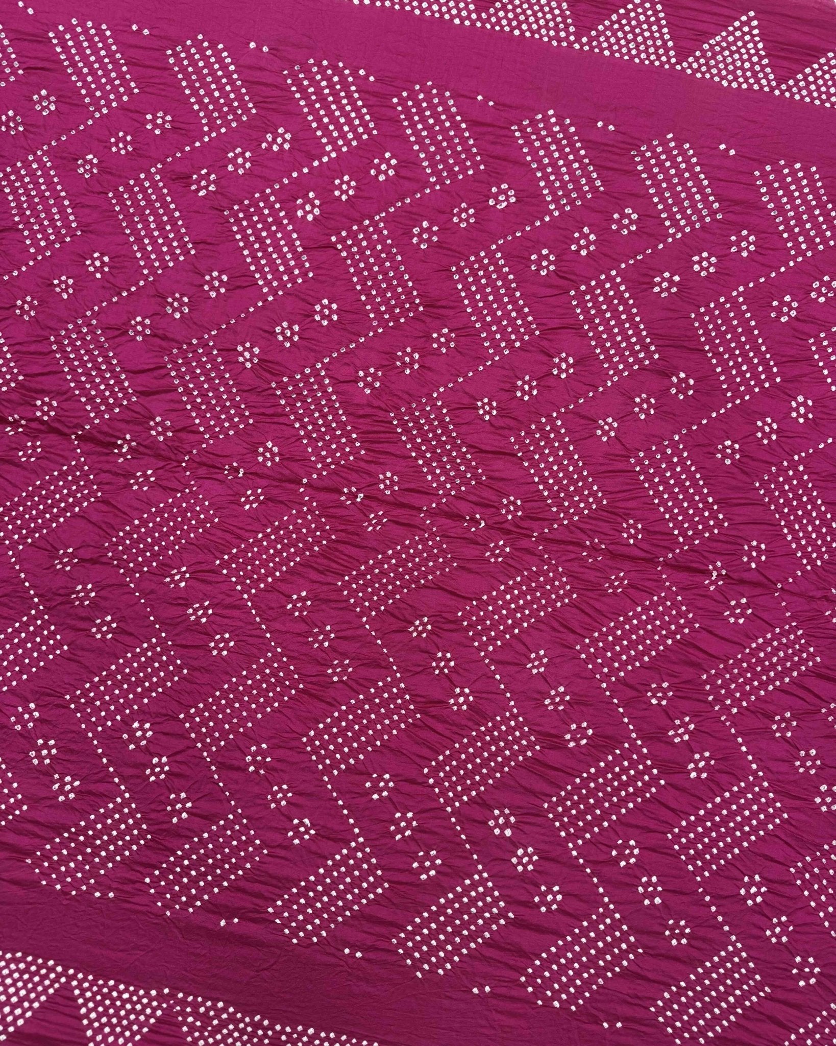 Pink Muga Silk Pen Kamalkari Bandhani Saree - SindhoiPatolaArt