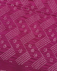 Pink Muga Silk Pen Kamalkari Bandhani Saree - SindhoiPatolaArt