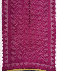 Pink Muga Silk Pen Kamalkari Bandhani Saree - SindhoiPatolaArt